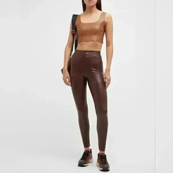Commando Maroon Faux Leather Leggings Size Medium - Picture 1 of 12